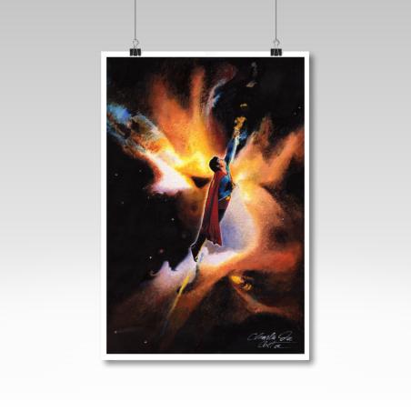 Fine art Superman qui vole dans l'espace